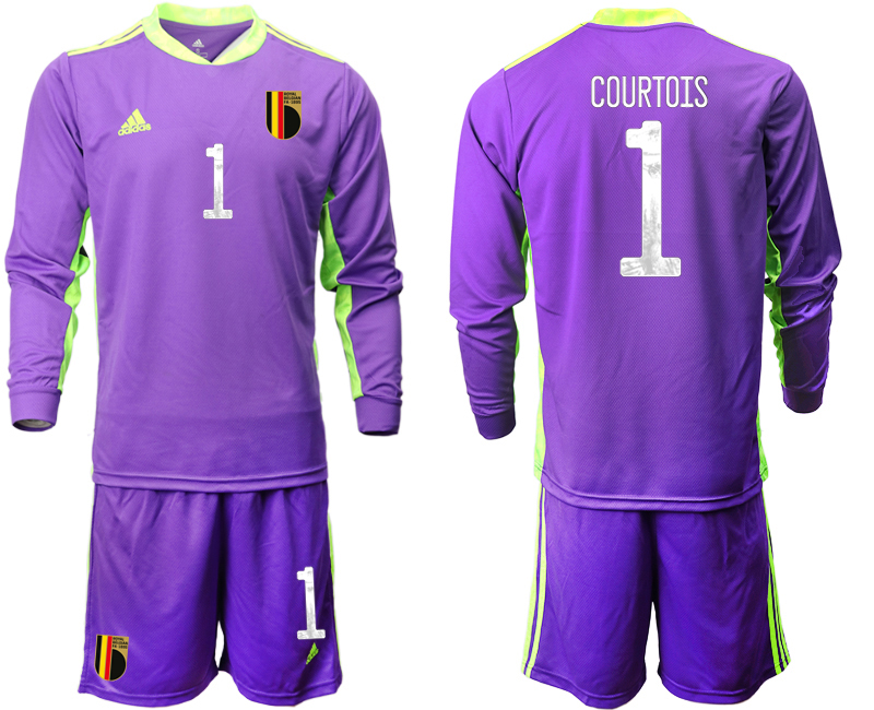 Cheap Men 2021 European Cup Belgium purple Long sleeve goalkeeper 1 Soccer Jersey1